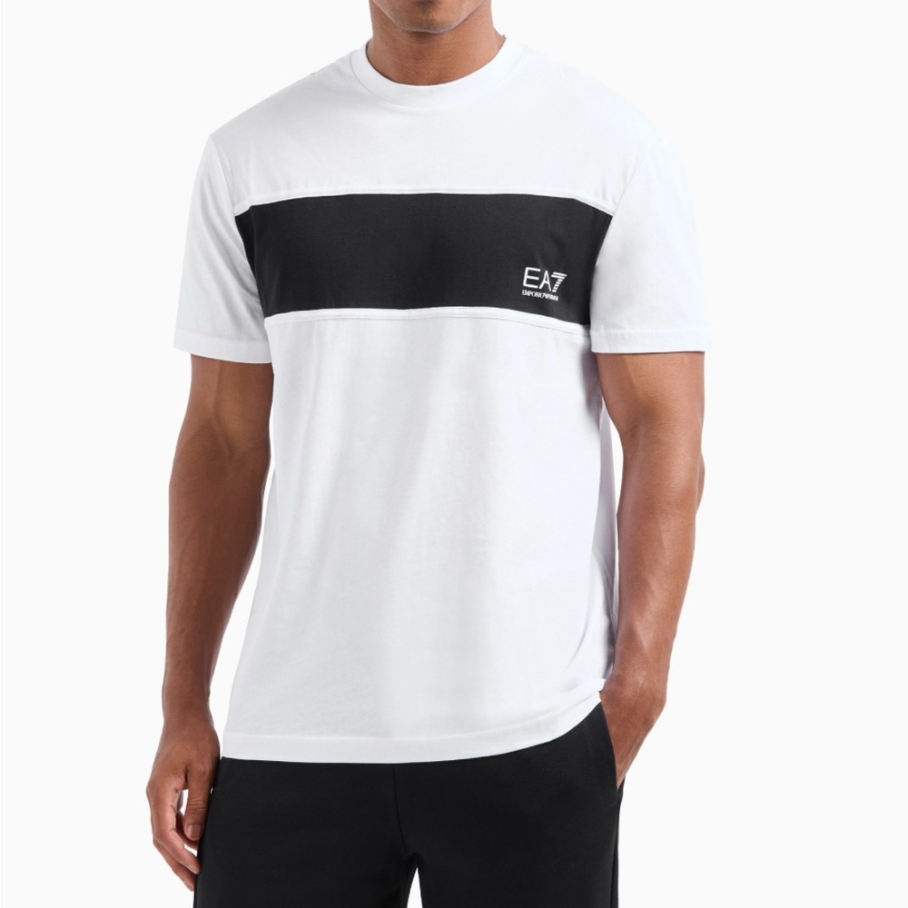 Emporio Armani EA7 Mens T-shirt Color:White,Short Sleeve,100% Authentic